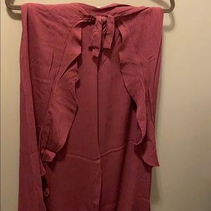 Maroon Flowy Pants with Tie